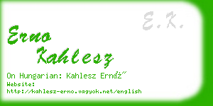 erno kahlesz business card